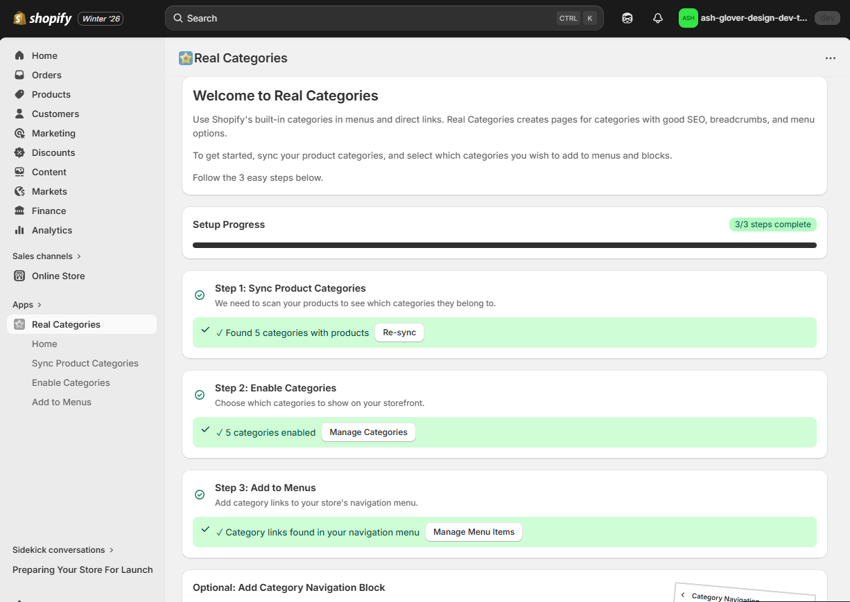 Find Real Categories on the Shopify App Store