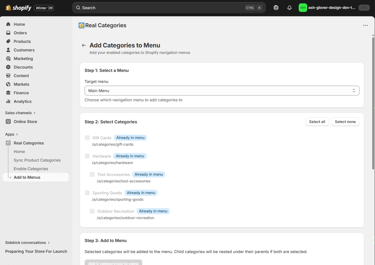 Find Real Categories on the Shopify App Store